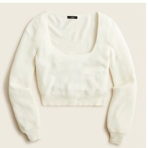 J. Crew Cropped Squareneck Sweater Cream Small
